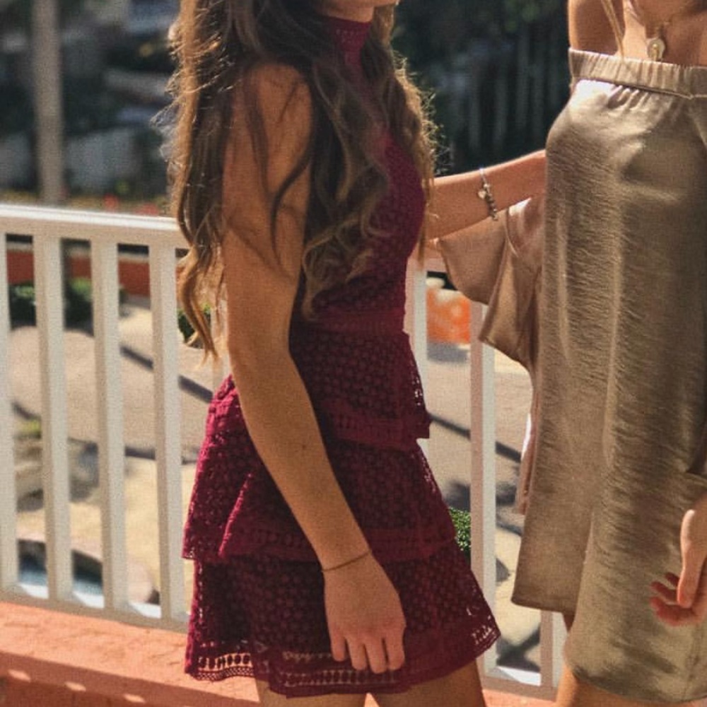 Burgundy lace dress